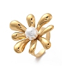 Flower 304 Stainless Steel Cuff Rings for Women STAS-Z112-19G-4