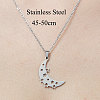 Non-Tarnish 201 Stainless Steel Hollow Moon & Star Pendant Necklace NJEW-OY001-71-3