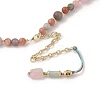 Natural Agate & Pearl &  Natural Rose Quartz Beaded Necklaces NJEW-L119-08G-3