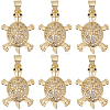 Beebeecraft 6Pcs Brass Micro Pave Cubic Zirconia Pendants KK-BBC0010-28-1