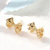 Bowknot Brass Micro Pave Cubic Zirconia Stud Earrings EJEW-B148-07C-G-2
