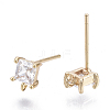 Brass Micro Cubic Zirconia Stud Earring Findings X-KK-N231-02-NF-1