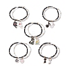 2Pcs Cat/Paw Print Alloy Enamel Charm Bracelets BJEW-JB10511-1