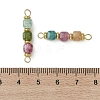 Natural Multicolor Tourmaline Faceted Cube Beaded Connector Charms PALLOY-JF05306-4