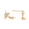Brass Micro Pave Clear Cubic Zirconia Stud Earring Findings X-KK-S360-093A-NF-2