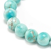 Natural White Jade & Howlite & Synthetic Turquoise(Dyed) Stretch Bracelet with Cross BJEW-JB08295-03-5