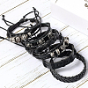 6Pcs 6 Styles PU Imitation Leather Braided Bracelets BJEW-CL0001-52-4