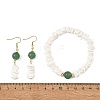 Natural Sea Shell Square Heishi Beads Dangle Earrings and Bracelets SJEW-JS01388-4