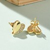 Brass Micro Pave Clear Cubic Zirconia Stud Earrings for Women EJEW-U034-02G-01-3