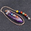 Natural Amethyst & Mixed Stone Braided Bullet Dowsing Pendulum Pendant Decorations CHAK-PW0001-043E-1