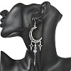 Natural Quartz Crystal & Synthetic Moonstone Beads & Alloy Pendant Chandelier Earrings EJEW-TA00814-2