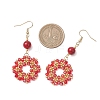 Flower Handmade Glass Seed Beads Dangle & Drop Earrings EJEW-MZ00679-02-4