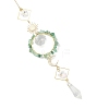 Sun Moon Ring Brass & Natural Green Aventurine Chip Suncatcher HJEW-JM05027-03-2