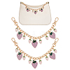 2Pcs Alloy Enamel Strawberry Pendant Aluminum Curb Chain Bag Decorative Chains HJEW-UN00094-1