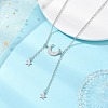 201 Stainless Steel Moon and Star Pendant Brass Cable Chain Necklaces NJEW-JN05787-1