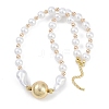 Rack Plating Brass & ABS Imitation Pearl Beaded Necklaces NJEW-P317-13C-G-2