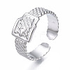 Non-Tarnish 304 Stainless Steel Belt Buckle Shape Cuff Ring RJEW-T023-59P-3