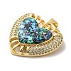 Rack Plating Brass Micro Pave Cubic Zirconia with Synthetic Opal Pendants KK-D088-08G-3