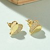 Brass Micro Pave Clear Cubic Zirconia Stud Earrings for Women EJEW-U034-02G-01-2