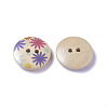 Painted 2-hole Sewing Button with Lovely Broken Flowers NNA0Z27-2