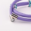 Glass Beads Double Wrap PU Leather Bracelets BJEW-PJB835-3-5