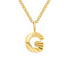 Personalized Stainless Steel Textured Alphabet Initial Pendant Necklaces for Women Men RF0956-7-1