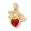 Brass Pave Red Cubic Zirconia Pendants CU-OY001-86G-1