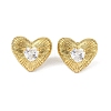 Heart 304 Stainless Steel Clear Cubic Zirconia Stud Earring for Women EJEW-Z047-05G-02-1