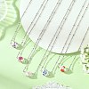 Handmade Flower Printed Porcelain Round Pendant 304 Stainless Steel Satellite Chain Necklaces for Women NJEW-JN06474-1