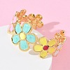 Multicolor Brass Enamel Cuff Bangles for Women BJEW-G787-02G-02-2