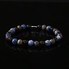Natural Blue Veined Stone Black Agate Cylinder Men's Bracelets MW6661-3