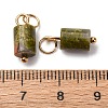 Natural Unakite Column Charms with 304 Stainless Steel Jump Rings G-Q032-01B-3