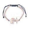 Adjustable Brass Braided Beaded Bracelets BJEW-F282-22RG-RS-2