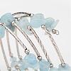 Four Loops Natural Aquamarine Beaded Wrap Bracelets BJEW-JB02332-01-2