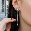 316L Surgical Stainless Steel & Clear Cubic Zirconia Stud Dangle Earrings WG6479C-02-1