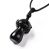 Natural Obsidian Mushroom Pendant Necklace NJEW-E065-01E-3