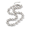 Non-Tarnish 304 Stainless Steel Round Beads Necklace for Women NJEW-B107-01A-P-1