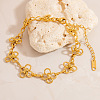 304 Stainless Steel Flower Link Chain Bracelets for Women STAS-H249-20G-1