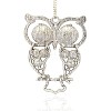Antique Silver Alloy Rhinestone Owl Large Pendants ALRI-J005-28AS-2