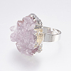 Adjustable Druzy Crystal Finger Rings RJEW-L082-01-3