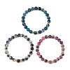8MM Natural Agate(Dyed & Heated) Round Beaded Stretch Bracelets for Women BJEW-JB14480-2
