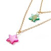 Synthetic Shell Star Pendant Double Layer Necklaces and Dangle Stud Earrings SJEW-F217-01A-G-4