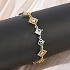 Brass Micro Pave Clear Cubic Zirconia Link Chain Bracelets for Women BJEW-C156-06C-PG-1