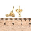 Brass Micro Pave Clear Cubic Zirconia Heart Stud Earrings EJEW-F400-28C-G-5