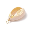 Natural Cowrie Shell Pendants PALLOY-JF03316-04-4