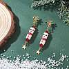 Christmas Theme Brass Clear Cubic Zirconia Dangle Stud Earrings EJEW-MZ00552-03-1