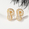 Brass Micro Pave Cubic Zirconia Stud Earrings EJEW-Z091-04G-P-5