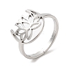 Non-Tarnish 304 Stainless Steel Hollow Lotus Adjustable Ring for Women RJEW-M149-30P-3