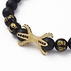Natural Black Agate(Dyed) Beads Stretch Bracelets BJEW-JB04801-02-2