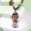 Ceramic Fish Pendant Adjustable Waxed Cord Necklaces for Women LS-NJEW-B146-03-1